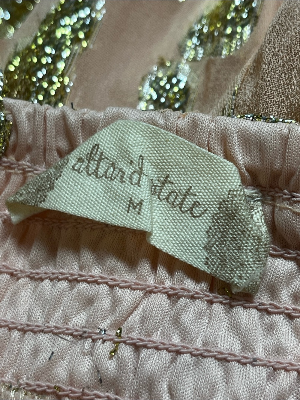 Altar'd State Pink Jumpsuit with Gold Foil Accents - Picture 5 of 8